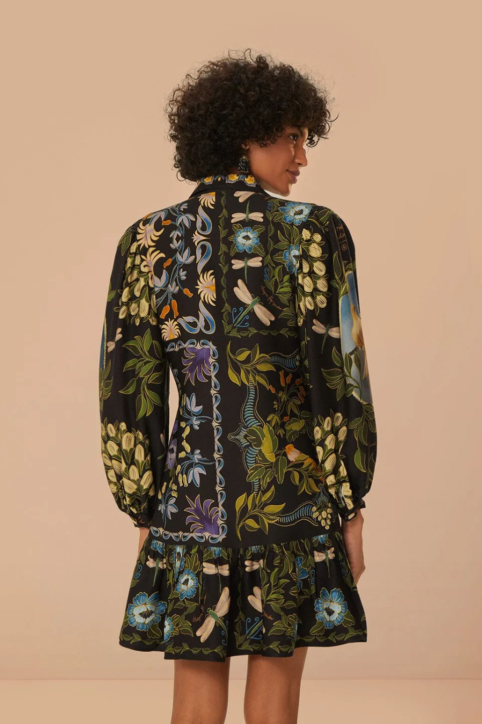 FARM Rio Black Winter Garden Mini Dress Long Sleeves Outlet