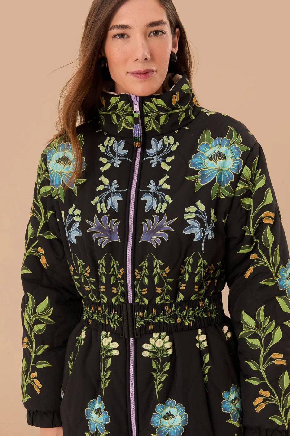 FARM Rio Black Winter Garden Reversible Maxi Puffer Jacket Hot