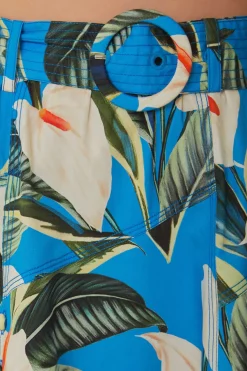 FARM Rio Blue Anthurium Garden Asymmetric Midi Skirt Clearance