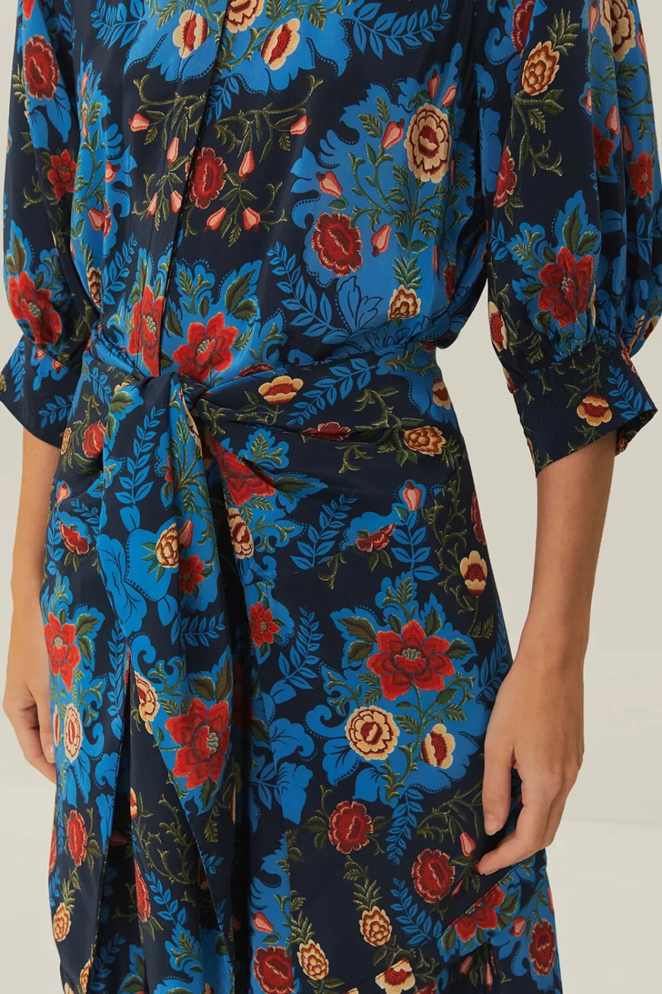FARM Rio Blue Arabesque Floral Midi Dress Online