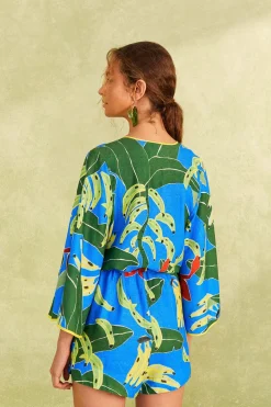 FARM Rio Blue Banana Leaves Romper