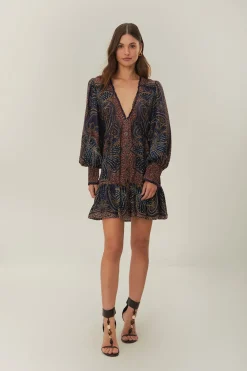 FARM Rio Blue Floral Glam LENZING™ ECOVERO™ Mini Dress Outlet