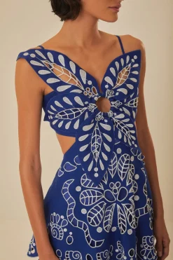 FARM Rio Blue Flower Richelieu Euroflax™ Premium Linen Midi Dress