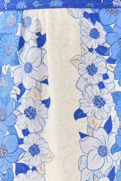 FARM Rio Blue Flower Stripes Midi Skirt Discount