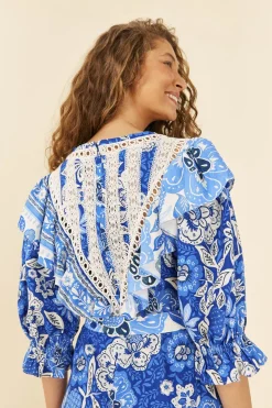 FARM Rio Blue Full Of Flowers Jumpsuit New