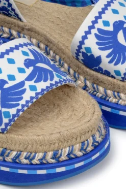 FARM Rio Blue Jungle Scarf Espadrille Flatform Sandal Best
