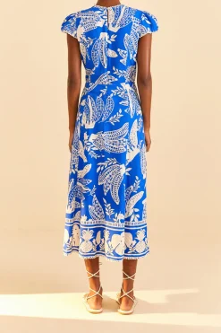 FARM Rio Blue Lace Banana Midi Dress Hot