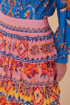 FARM Rio Blue Lucy Floral Ainika Maxi Skirt Best