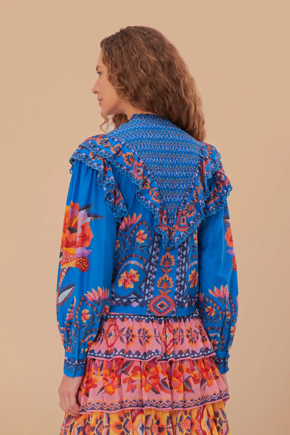 FARM Rio Blue Lucy Floral Tapestry Blouse