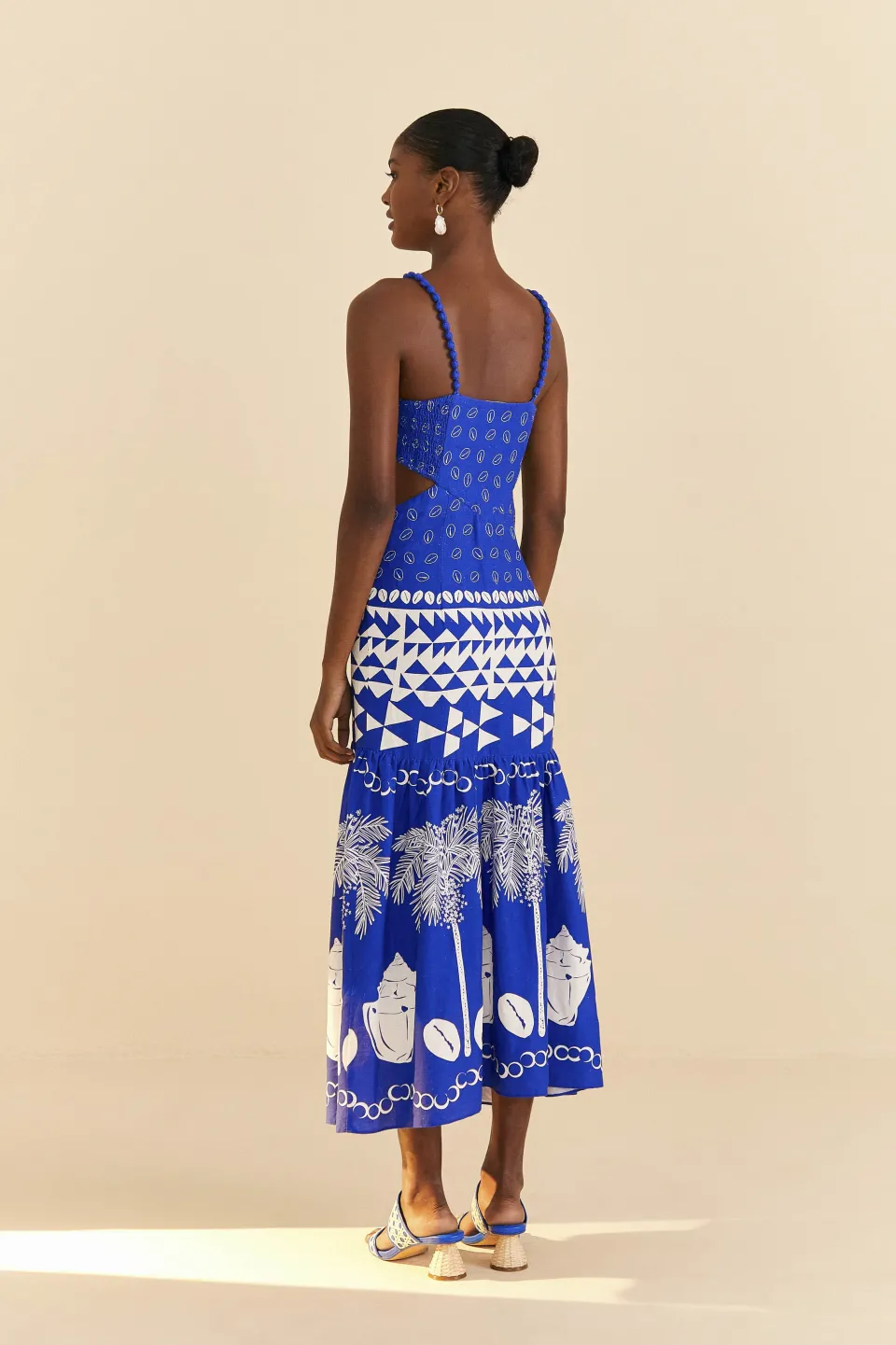 FARM Rio Blue Mixed Ondina Midi Dress Outlet