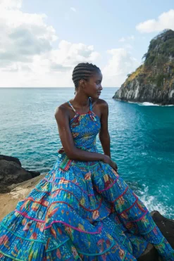 FARM Rio Blue Ocean Stories Maxi Dress Clearance