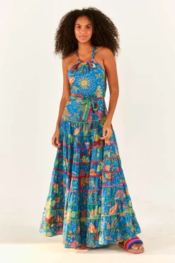 FARM Rio Blue Ocean Stories Maxi Dress Clearance