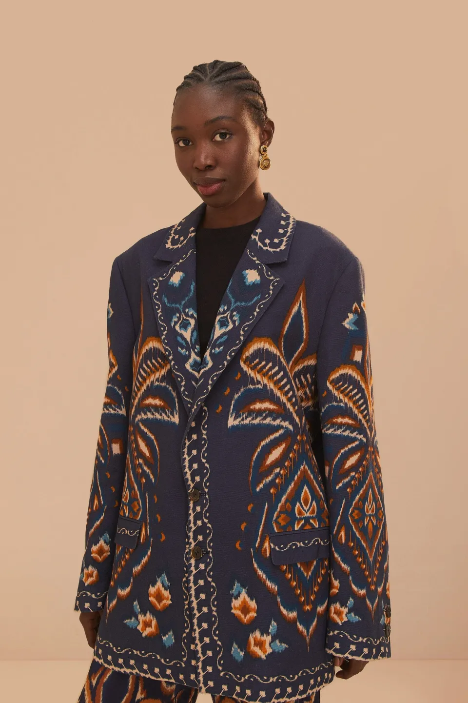 FARM Rio Blue Pineapple Ikat Blazer