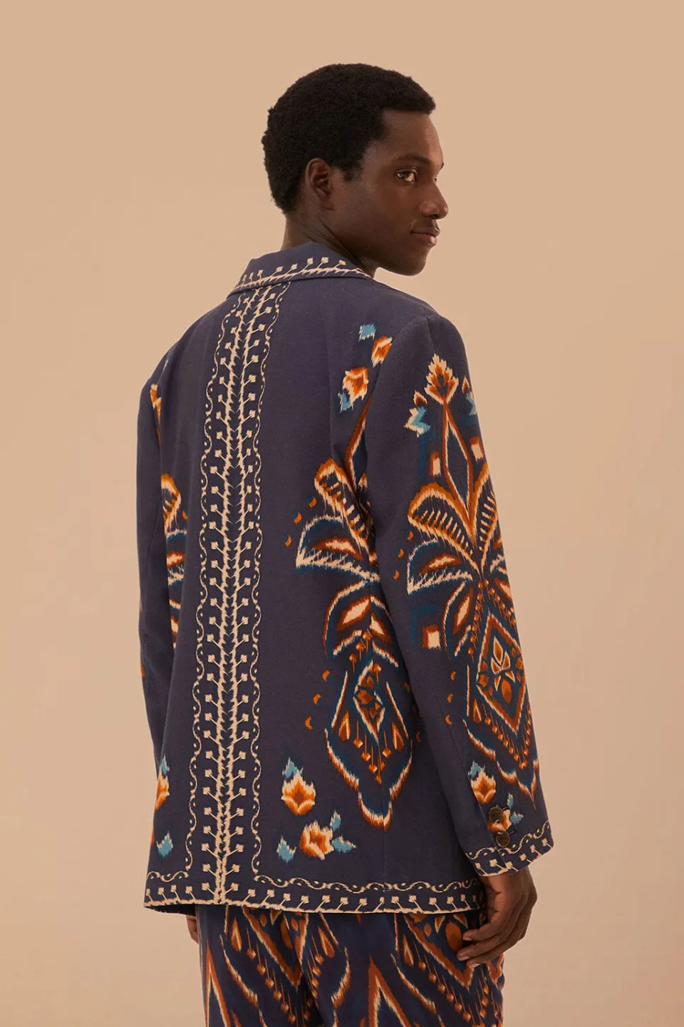 FARM Rio Blue Pineapple Ikat Blazer