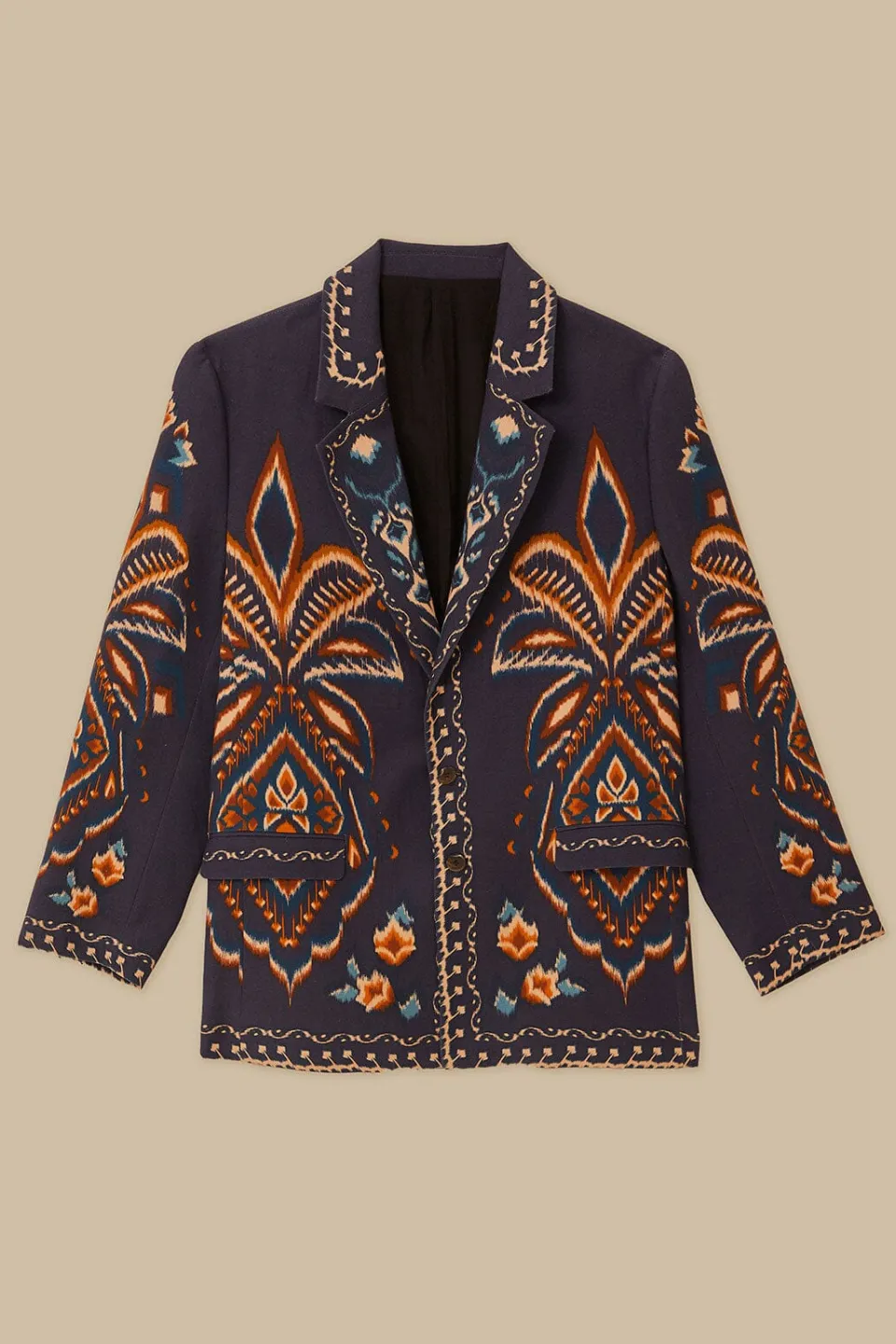 FARM Rio Blue Pineapple Ikat Blazer