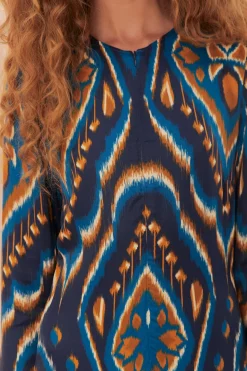 FARM Rio Blue Pineapple Ikat LENZING™ ECOVERO™ Viscose Maxi Dress Sale