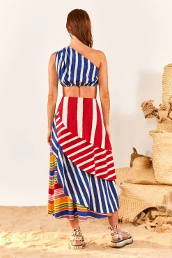 FARM Rio Blue Stripes Twisted Top Sale