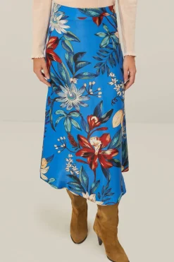 FARM Rio Blue Surreal Flowers LENZING™ ECOVERO™ Midi Skirt Best