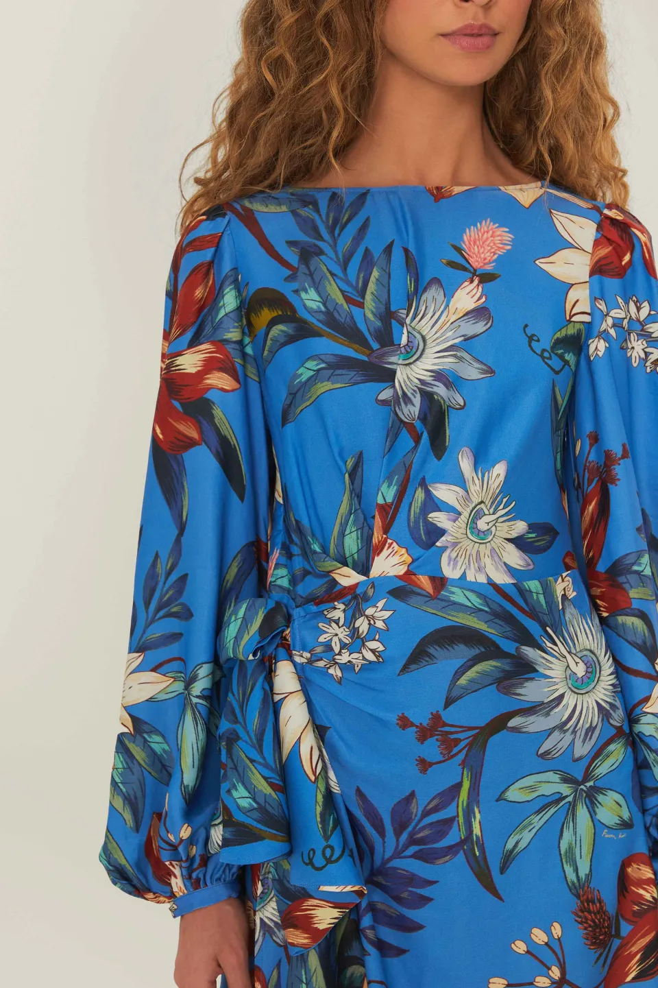 FARM Rio Blue Surreal Flowers Wrap LENZING™ ECOVERO™ Mini Dress Sale