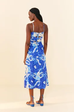FARM Rio Blue Tropical Groove Lenzing™ Ecovero™ Viscose Midi Dress Hot