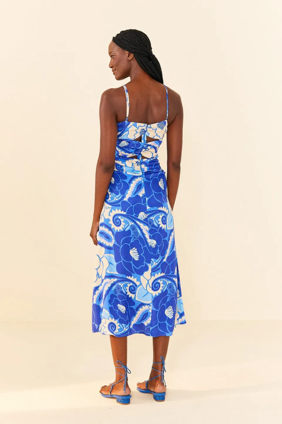 FARM Rio Blue Tropical Groove Lenzing™ Ecovero™ Viscose Midi Dress Hot
