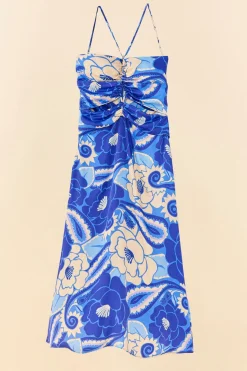 FARM Rio Blue Tropical Groove Lenzing™ Ecovero™ Viscose Midi Dress Hot
