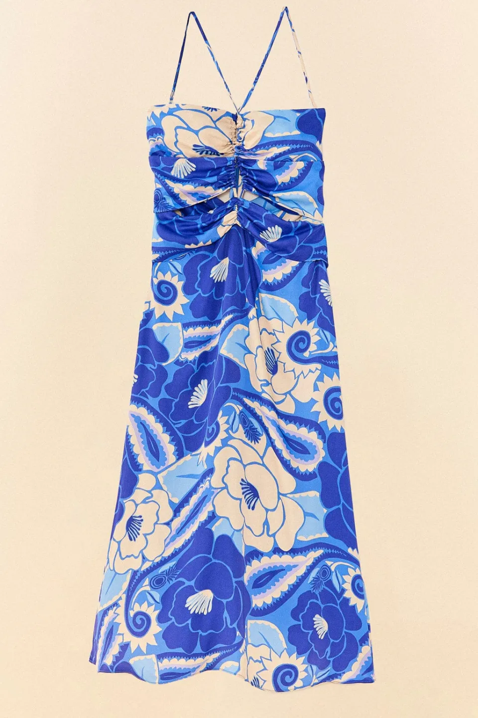 FARM Rio Blue Tropical Groove Lenzing™ Ecovero™ Viscose Midi Dress Hot
