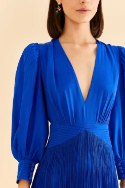 FARM Rio Bright Blue Fringes Maxi Dress Outlet