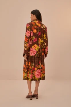 FARM Rio Brown Charming Garden Midi Skirt Sale