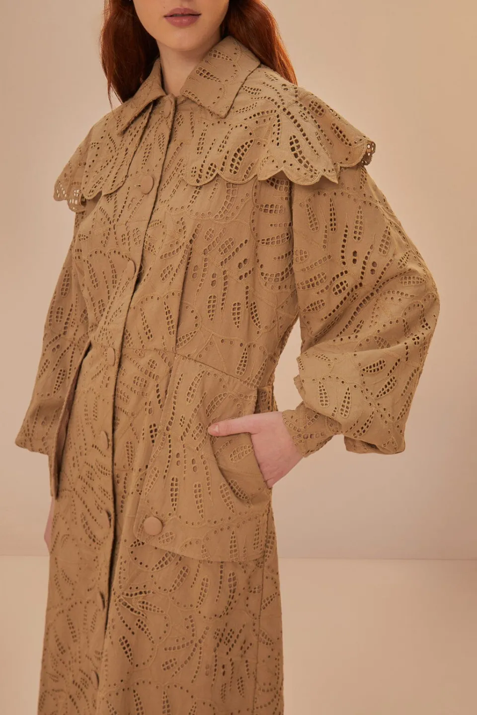 FARM Rio Brown Laise Trench Coat Online
