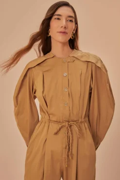 FARM Rio Brown Raglan Sleeve Jumpsuit Online