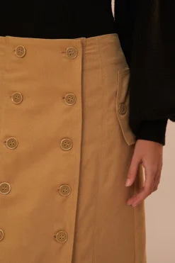 FARM Rio Brown Yoked Midi Skirt Sale