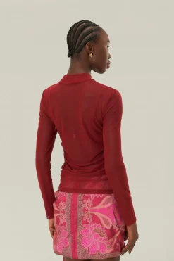 FARM Rio Burgundy Jersey Blouse Best