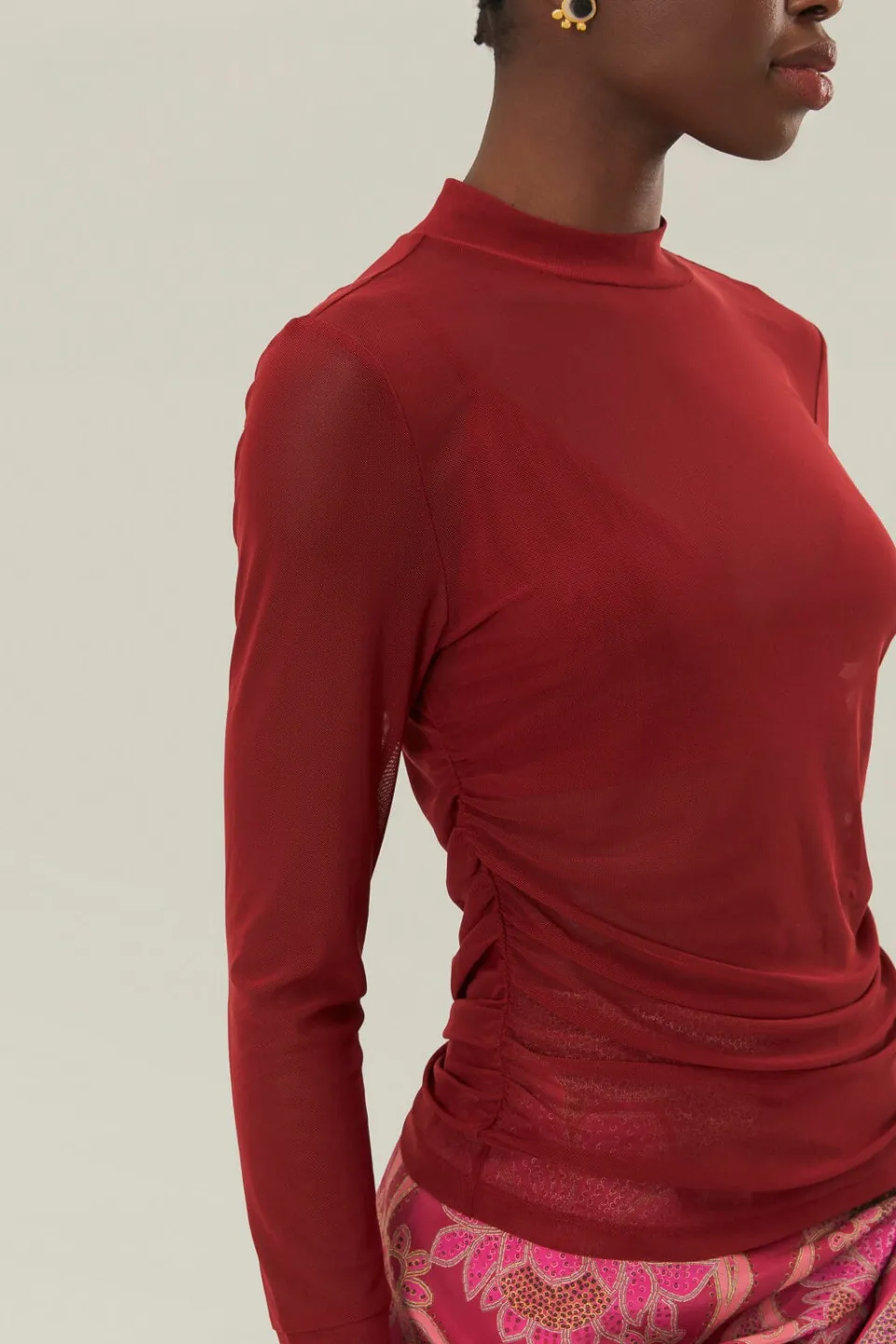 FARM Rio Burgundy Jersey Blouse Best
