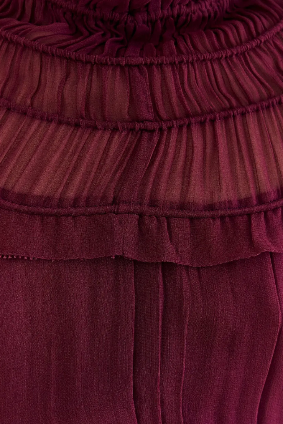 FARM Rio Burgundy Ruffle High Neck Blouse Sale