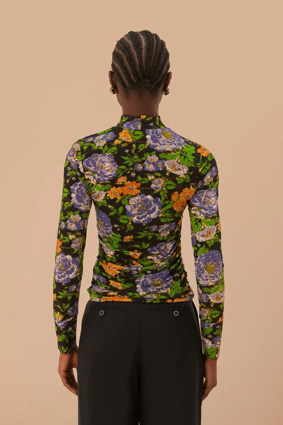 FARM Rio Capri Floral Black Jersey Blouse Hot