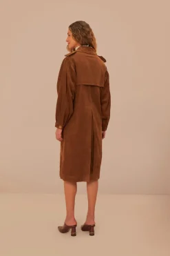 FARM Rio Caramel Corduroy Trench Coat