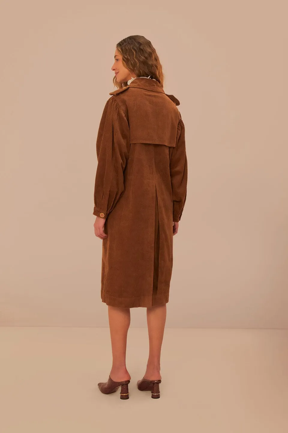 FARM Rio Caramel Corduroy Trench Coat
