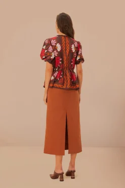 FARM Rio Caramel Midi Skirt