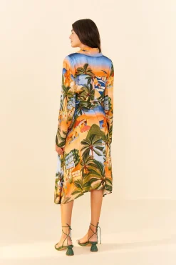 FARM Rio Carioca Lenzing™ Ecovero™ Viscose Midi Dress Hot