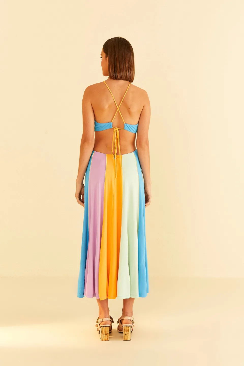 FARM Rio Color Blocking Sleeveless Maxi Dress