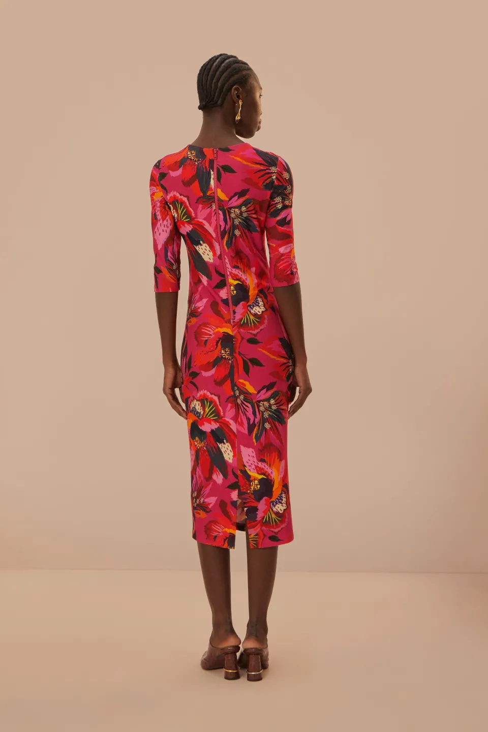 FARM Rio Colorful Flowers Jersey Midi Dress Hot
