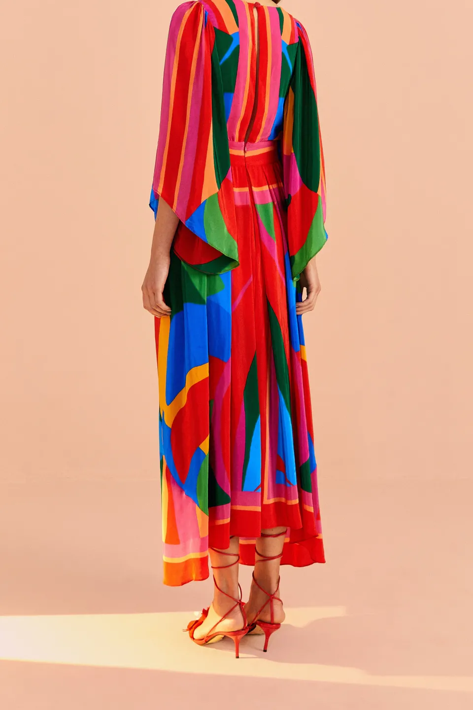 FARM Rio Colorful Leaves Midi Dress New