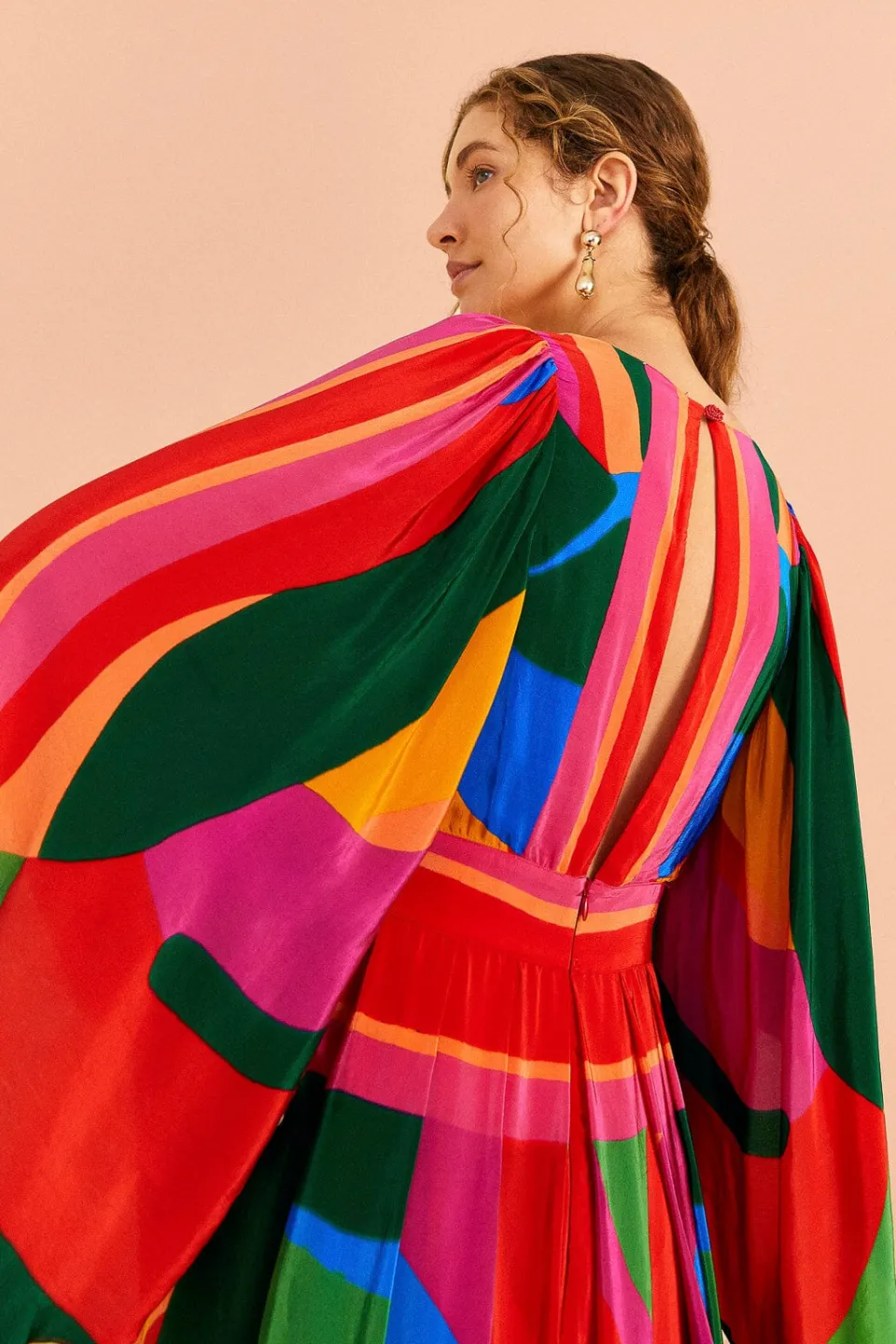 FARM Rio Colorful Leaves Midi Dress New