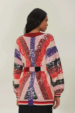 FARM Rio Colorful Stripes Knit Cardigan Clearance