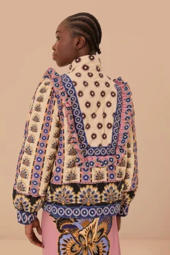 FARM Rio Cream Ainika Maxi Floral Puffer Jacket New