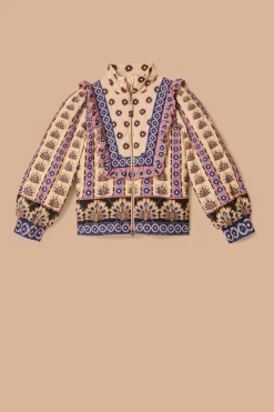 FARM Rio Cream Ainika Maxi Floral Puffer Jacket New