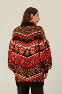 FARM Rio Cream Ainika Tiles Knit Cardigan Outlet
