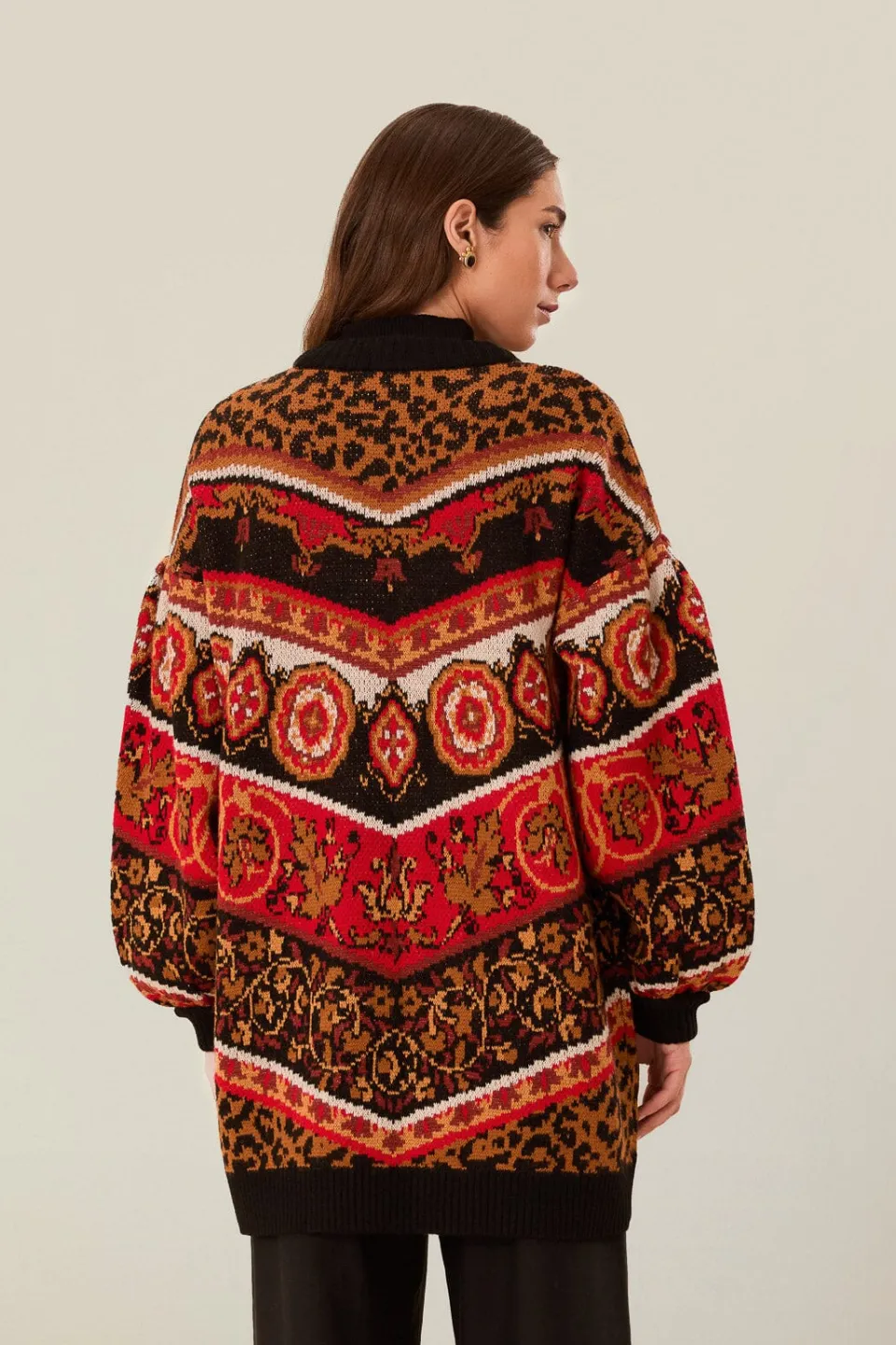 FARM Rio Cream Ainika Tiles Knit Cardigan Outlet