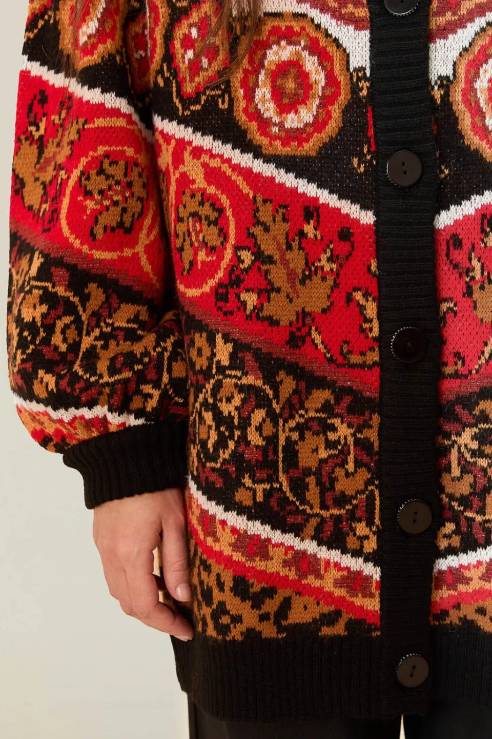 FARM Rio Cream Ainika Tiles Knit Cardigan Outlet
